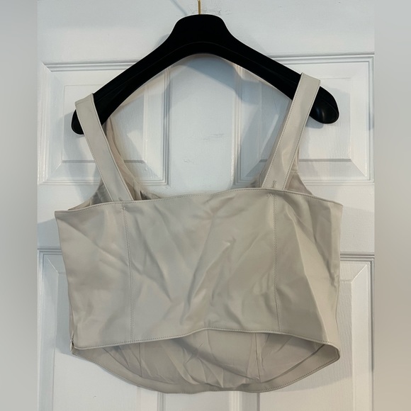 NWT Abercrombie & Fitch Vegan Leather Corset Scoop Neck Tank Top Cream size L - Picture 2 of 13